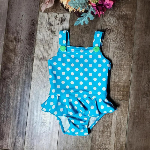The Children's Place Toddler Girl Blue Polka Dot One Piece Swimsuit Size 24m - Picture 1 of 7